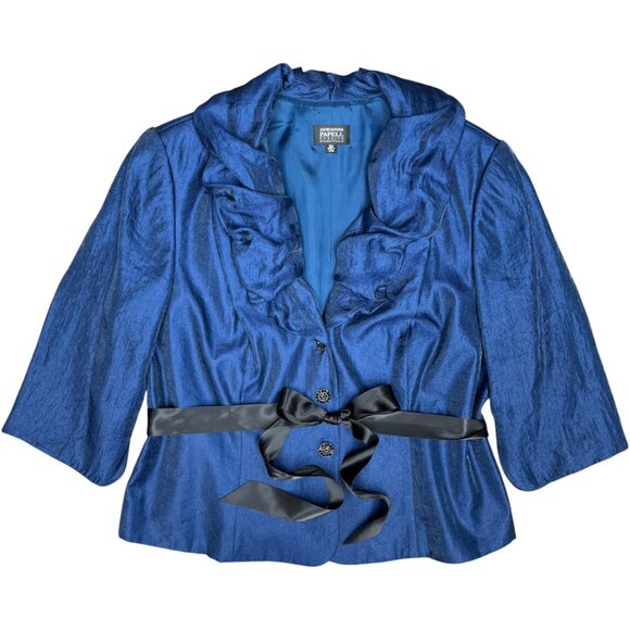 Women's ADRIANNA PAPELL Blue Shimmer Evening Essentials‎ Jacket/Blazer- Size 20W - Picture 1 of 10